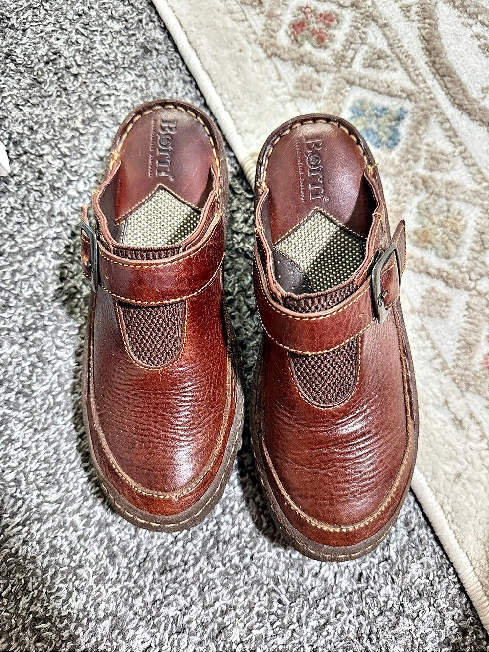 Born Brown Leather Clogs Womens 6.5 Buckle Mary Jane Mule Comfort Shoes - Picture 9 of 9